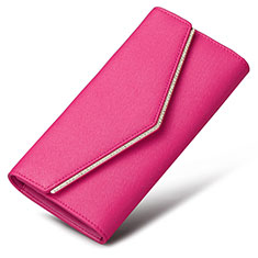 Universal Leather Wristlet Wallet Handbag Case K03 for Wiko Rainbow Jam 4G Hot Pink