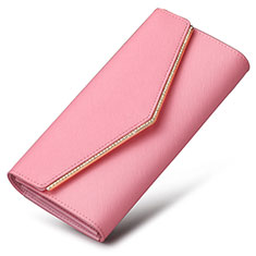 Universal Leather Wristlet Wallet Handbag Case K03 for Vivo X80 Lite 5G Pink