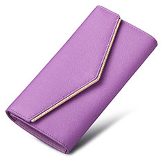 Universal Leather Wristlet Wallet Handbag Case K03 for Wiko Ridge 4G Purple