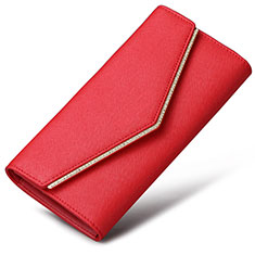 Universal Leather Wristlet Wallet Handbag Case K03 for Vivo Y100A 5G Red