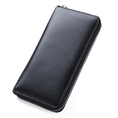 Universal Leather Wristlet Wallet Handbag Case K05 for Vivo Y100A 5G Black