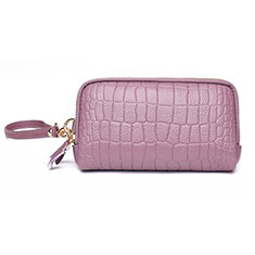 Universal Leather Wristlet Wallet Handbag Case K09 for Samsung Galaxy A23e 5G Rose Gold