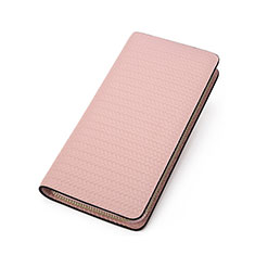 Universal Leather Wristlet Wallet Handbag Case K10 for Wiko Ridge 4G Pink