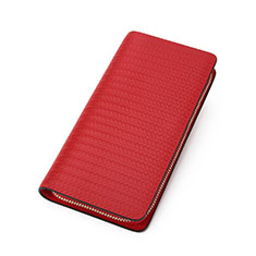 Universal Leather Wristlet Wallet Handbag Case K10 for Vivo X90 5G Red