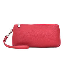 Universal Leather Wristlet Wallet Handbag Case K12 for Oppo Find N2 5G Red
