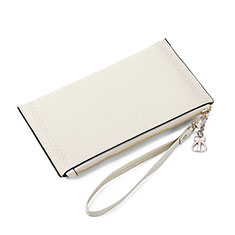 Universal Leather Wristlet Wallet Handbag Case K15 for Vivo T1 5G India White