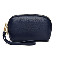 Universal Leather Wristlet Wallet Handbag Case K16 for Oppo A77 5G Blue