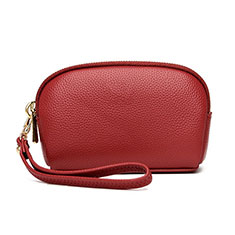 Universal Leather Wristlet Wallet Handbag Case K16 for Vivo Y32t Red