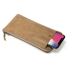 Universal Leather Wristlet Wallet Handbag Case K17 for Wiko Ridge 4G Orange