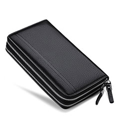 Universal Leather Wristlet Wallet Handbag Case N01 for Accessoires Telephone Mini Haut Parleur Black
