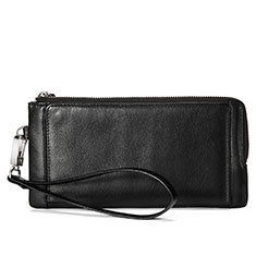 Universal Leather Wristlet Wallet Pouch Case for Motorola Moto Edge S30 5G Black