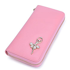 Universal Leather Wristlet Wallet Pouch Case Dancing Girl for Sony Xperia X Pink