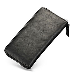 Universal Leather Wristlet Wallet Pouch Case H09 for Huawei Y6 Black