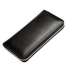 Universal Leather Wristlet Wallet Pouch Case H12 for Vivo X90 5G Black