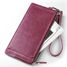 Universal Leather Wristlet Wallet Pouch Case for Samsung Galaxy Trend 2 Lite SM-G318h Purple