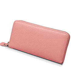 Universal Lichee Pattern Leather Wristlet Wallet Handbag Case H25 for Wiko Ridge 4G Pink