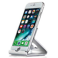 Universal Mobile Phone Stand Smartphone Holder T12 for HTC Desire 21 Pro 5G Silver