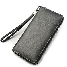 Universal Silkworm Leather Wristlet Wallet Handbag Case H04 for Vivo X90 5G Gray