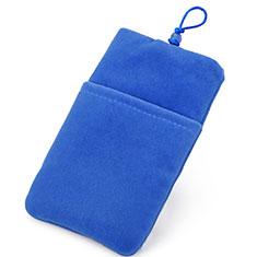 Universal Sleeve Velvet Bag Case Tow Pocket for Samsung Galaxy Trend 2 Lite SM-G318h Blue