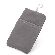 Universal Sleeve Velvet Bag Case Tow Pocket for Samsung Wave S8500 Gray