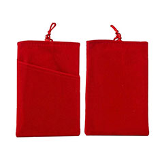 Universal Sleeve Velvet Bag Cover Tow Pocket for Samsung Galaxy Trend 2 Lite SM-G318h Red