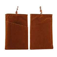 Universal Sleeve Velvet Bag Pouch Tow Pocket for Xiaomi Redmi 6 Brown