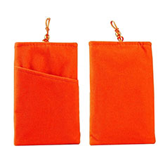 Universal Sleeve Velvet Bag Pouch Tow Pocket for Samsung Galaxy A6 2018 Dual SIM Orange