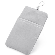 Universal Sleeve Velvet Bag Pouch Tow Pocket for Samsung Galaxy A6 2018 Dual SIM Silver