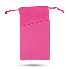 Universal Sleeve Velvet Bag Slip Case Tow Pocket for Wiko U Feel Prime Hot Pink