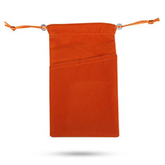 Universal Sleeve Velvet Bag Slip Pouch Tow Pocket for Samsung Galaxy A12 Nacho Orange
