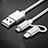 Charger Lightning USB Data Cable Charging Cord and Android Micro USB C01 for Apple iPad 4 Silver