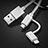 Charger Lightning USB Data Cable Charging Cord and Android Micro USB C01 for Apple iPad 4 Silver