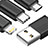 Charger Lightning USB Data Cable Charging Cord and Android Micro USB C01 for Apple iPad Air 10.9 (2020) Black