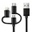 Charger Lightning USB Data Cable Charging Cord and Android Micro USB C01 for Apple iPad Mini 3 Black