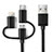 Charger Lightning USB Data Cable Charging Cord and Android Micro USB C01 for Apple iPhone XR Black