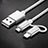 Charger Lightning USB Data Cable Charging Cord and Android Micro USB C01 for Apple iPhone XR Silver
