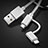 Charger Lightning USB Data Cable Charging Cord and Android Micro USB C01 for Apple iPhone XR Silver