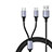 Charger USB Data Cable Charging Cord and Android Micro USB Type-C 2A H01 for Apple iPad Pro 11 (2022) Black