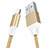 Charger USB Data Cable Charging Cord D04 for Apple iPad 3 Gold