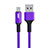 Charger USB Data Cable Charging Cord D21 for Apple iPhone Xs Purple