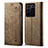Cloth Case Stands Flip Cover B01S for Vivo V27 5G Khaki
