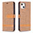 Cloth Case Stands Flip Cover for Apple iPhone 13 Brown