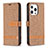 Cloth Case Stands Flip Cover for Apple iPhone 13 Pro Brown