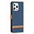 Cloth Case Stands Flip Cover for Apple iPhone 14 Pro Max Navy Blue