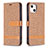 Cloth Case Stands Flip Cover for Apple iPhone 15 Brown