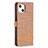 Cloth Case Stands Flip Cover for Apple iPhone 15 Brown