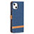 Cloth Case Stands Flip Cover for Apple iPhone 15 Navy Blue