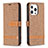 Cloth Case Stands Flip Cover for Apple iPhone 15 Pro Brown