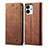 Cloth Case Stands Flip Cover for Huawei Honor 80 SE 5G Brown