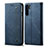 Cloth Case Stands Flip Cover for Oppo A91 Blue